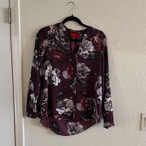 Jennifer Lopez Floral Blouse in Deep Purple